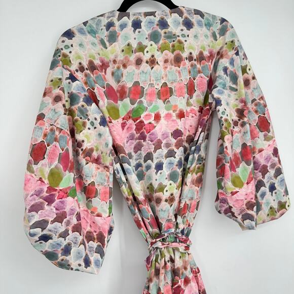 Alexis Damiani Watercolor V-Neckline Floral Print Mini Dress Multicolor Size XS - Picture 7 of 11